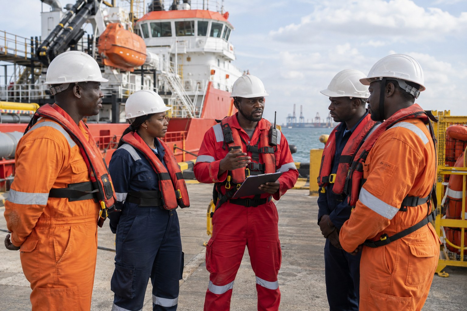 Illustrative workers and community infrastructure representing the human value of reliable energy.